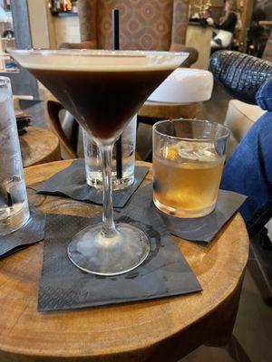 Smoked old fashioned and espresso martini