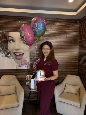 Celebrating Dr. Azadi's birthday at Culver City Premium Dental Care