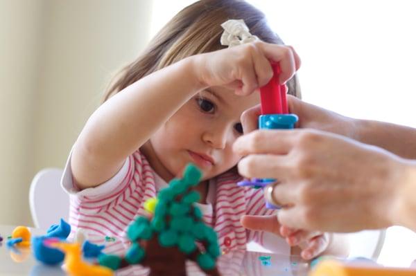 Having fun with stimulating sensory play.