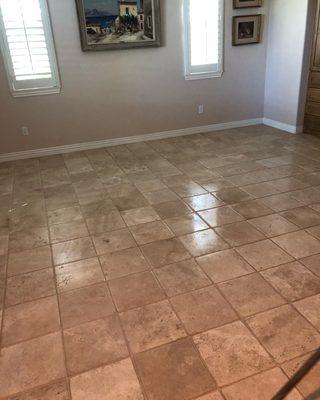 Tile cleaning and sealing travertine tile