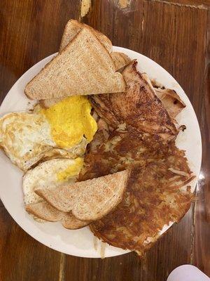 Breakfast plate with turkey and hash browns