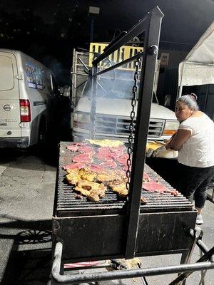 Wood fired grill.