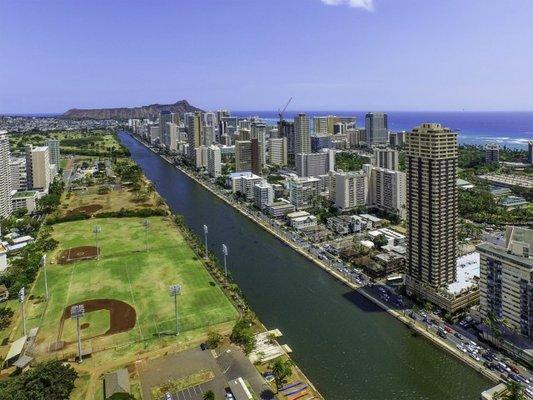 Park-A-Lot is located at the Hawaiian Monarch Hotel (Far right)