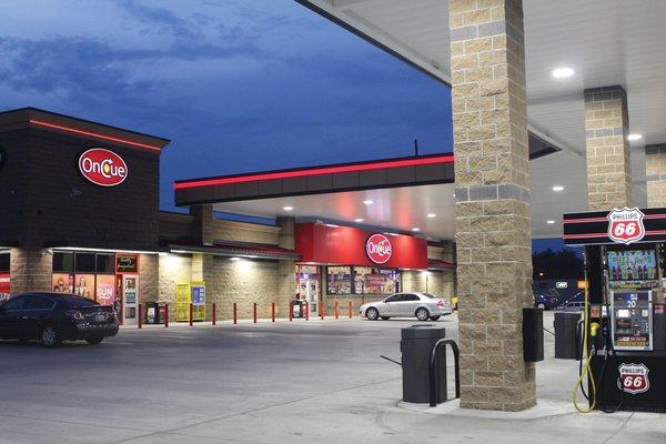 OnCue is a convenience store chain offering a selection of beverages, fresh food, fuel and clean restrooms.