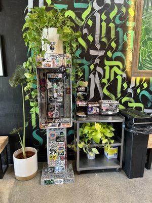 Original pay phone that was once located in the shop