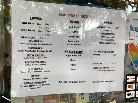 Menu at Good Shepherd Pool location as of Sept. 2022