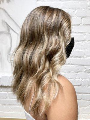 Balayage highlights and long layers haircut