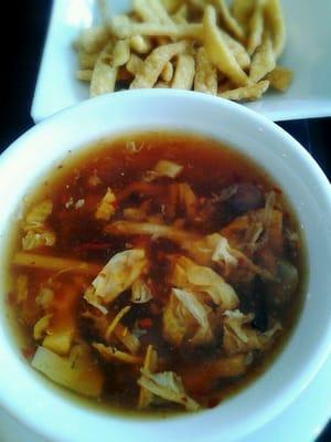 Hot and Sour Soup with crispy crackers