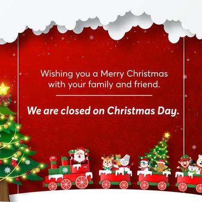 "Dear Valued Customers
Please note that EVA Nails And Spa will be closed on Christmas day on 12/25.
Will return after Christmas for