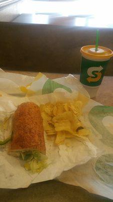 Turkey sub with chips and 2 cookies is what's for lunch