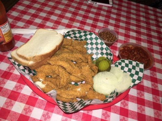 Catfish strip dinner