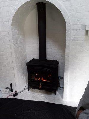 Indoor Gas Stove installed with electronic ignition and romote