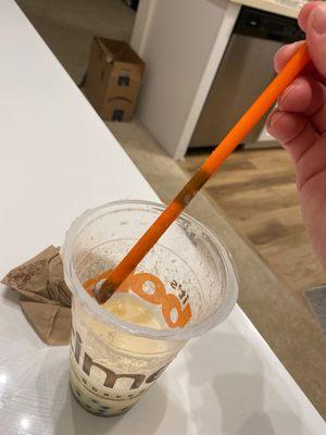 That's as far as I would get slurping the boba. Jaw hurts now! Not coming back here again until they upgrade their straws to a fatter one.