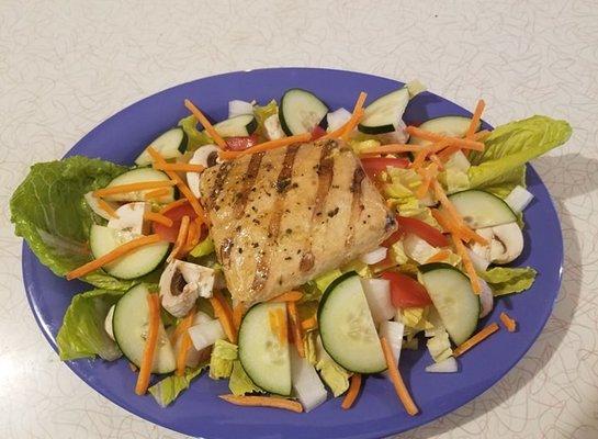 How about a healthy salad topped with grilled Mahi Mahi or Salmon