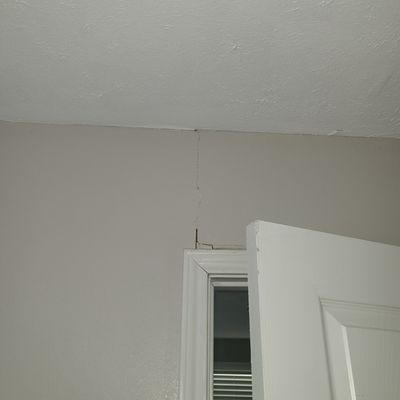 Conroe foundation repair cracked the walls above several doors making it impossible to close them.