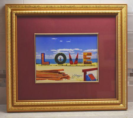 Photographic rendering of LOVE sculpture on Cape Charles beachfront, Virginia Eastern Shore (Barrett Street Booth #907)