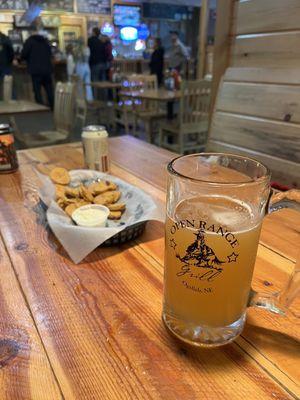 A pickle beers and fried pickle chips. So good!