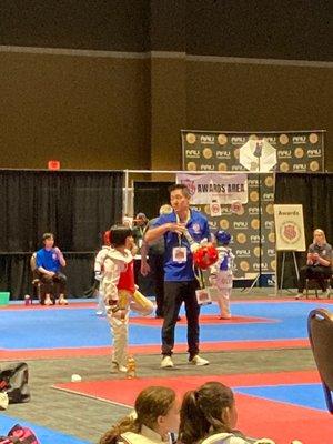 Master Lee Coaching Sparring in Action