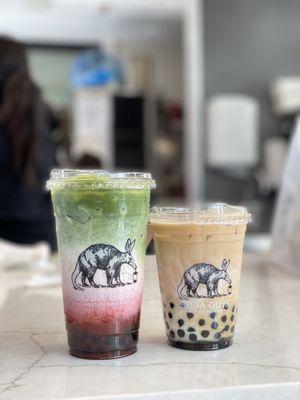 Strawberry Matcha and Classic Milk Tea