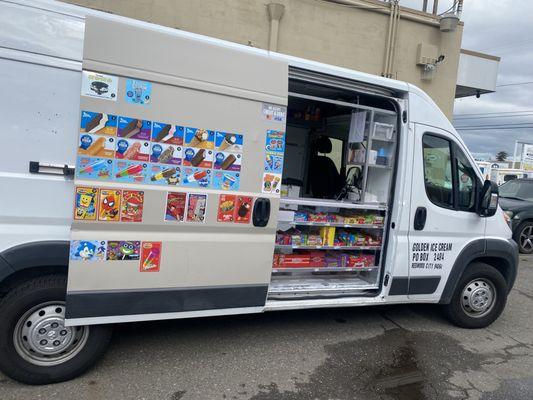 New golden ice cream truck