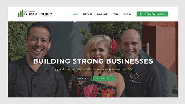 Website for Los Angeles BusinessSource Centers in San Fernando Valley, CA.