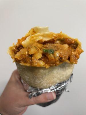 505 burrito. Chili con carne, cheese, beans, cilantro, onions, habanero salsa. $5.05 for national chili day.