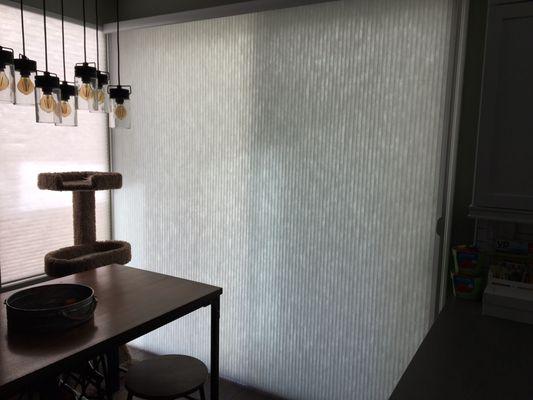 Vertical honeycomb shade closed