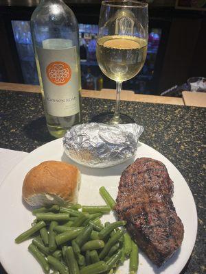 Thursday nite is steak nite and bottle of wine  is $12