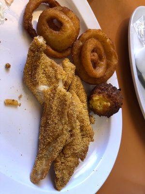 Catfish with onion rings