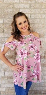 Cold shoulder floral top