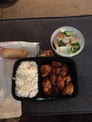 General Tso's combo - I added steamed veggies. Really good!