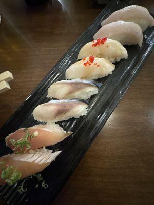 Escolar, Saba, Hamachi, Shiro Maguro