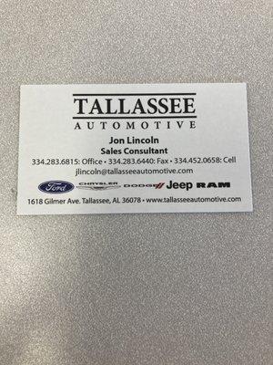 Jon Lincoln Tallassee automotive 1618 Gilmer Ave., Tallassee, AL 36078