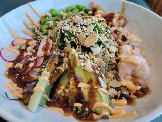 Spicy shrimp poke bowl