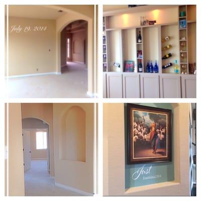 Before and After Shots ~ Mike helped a Pinterest vision come to fruition... Wine wall & Entry Nook