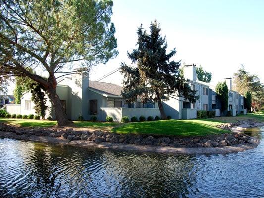 A beautiful scenic lake runs along the complex.