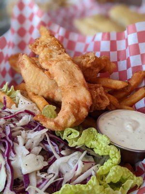 Salmon fish and chips