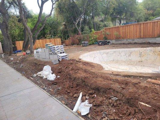 They worked quickly and the backyard started to take shape