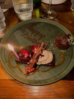 the trick candle and birthday dessert we had to fight for HAHA