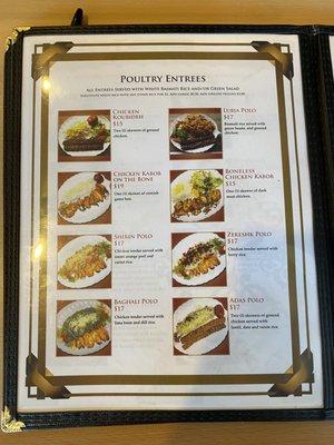 Updated price menu