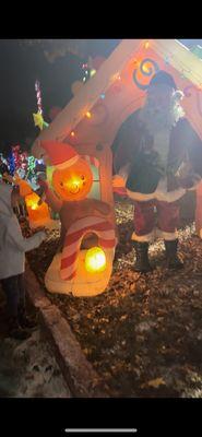 Gingerbread house and talking santa