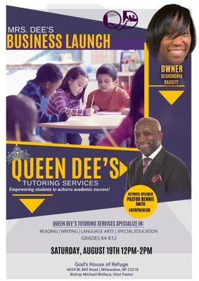 Queen Dee's Tutoring Services Launch Event