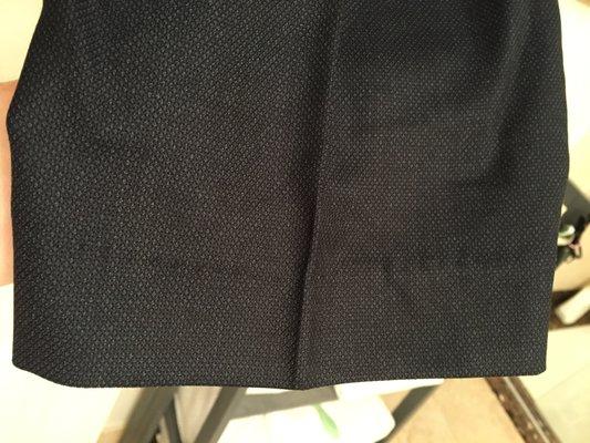 Pants hemmed with stitching through the fabric! Never had this happen before!