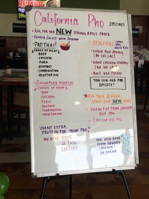 Menu as of April 2021