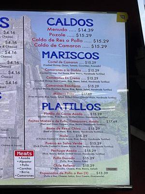 Caldos, Mariscos, and Platillos