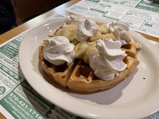 Belgian Waffle with Bananas and Whipped Cream