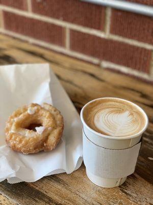 Engine 37 latte w/ oat milk and an Old Fashioned