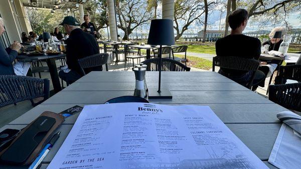 Table and menu on the outside patio