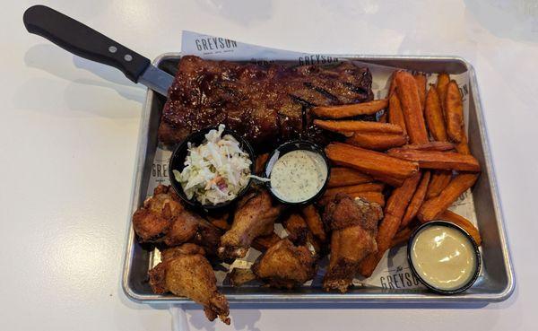 Ribs and Wings combo.  Very good