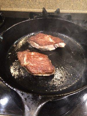 Pan searing the backstrap